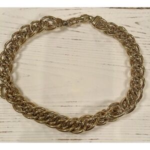 Vintage Givenchy Double Link‎ Necklace 70-90s Gold Plated Double G Clasp Runway